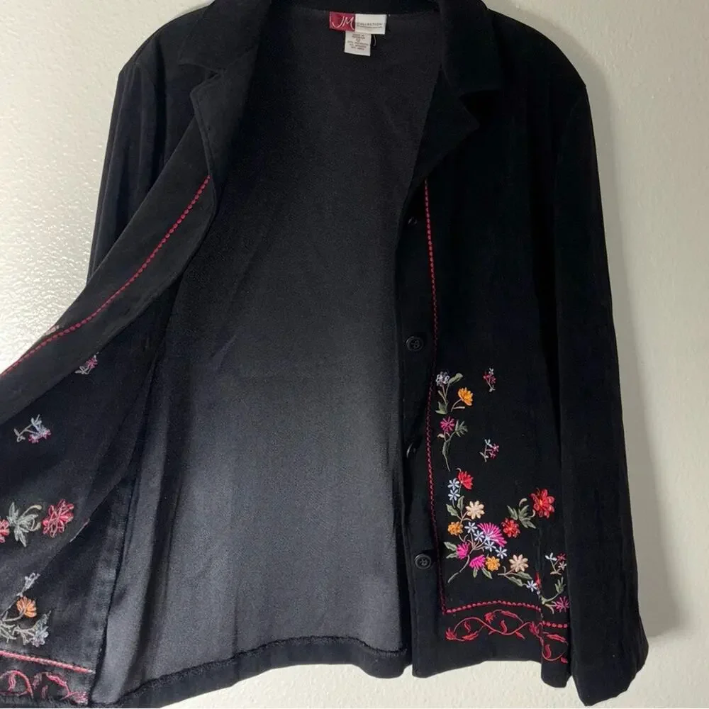 JM collection by Jennifer Moore Embroidered Black Jacket/Shacket Woman's Size 12
